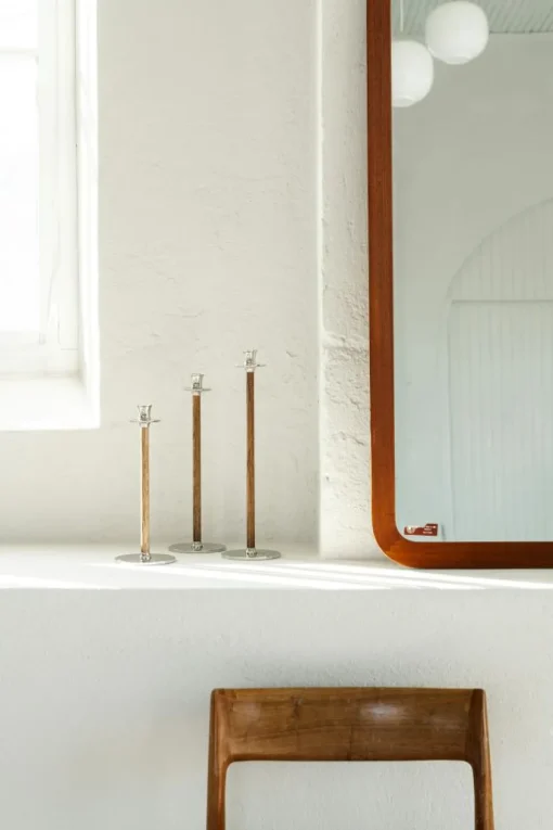 Alto Basso Candlestick 30 cm, Walnut/Nickel Plated