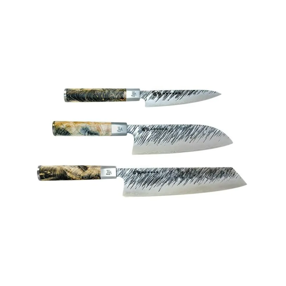 Ame Knife Set Petty Santoku Kiritsuke 3 Pieces