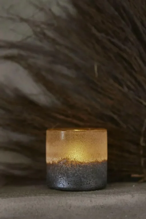 Aria Candle Holder Brown / Grey, 10 cm