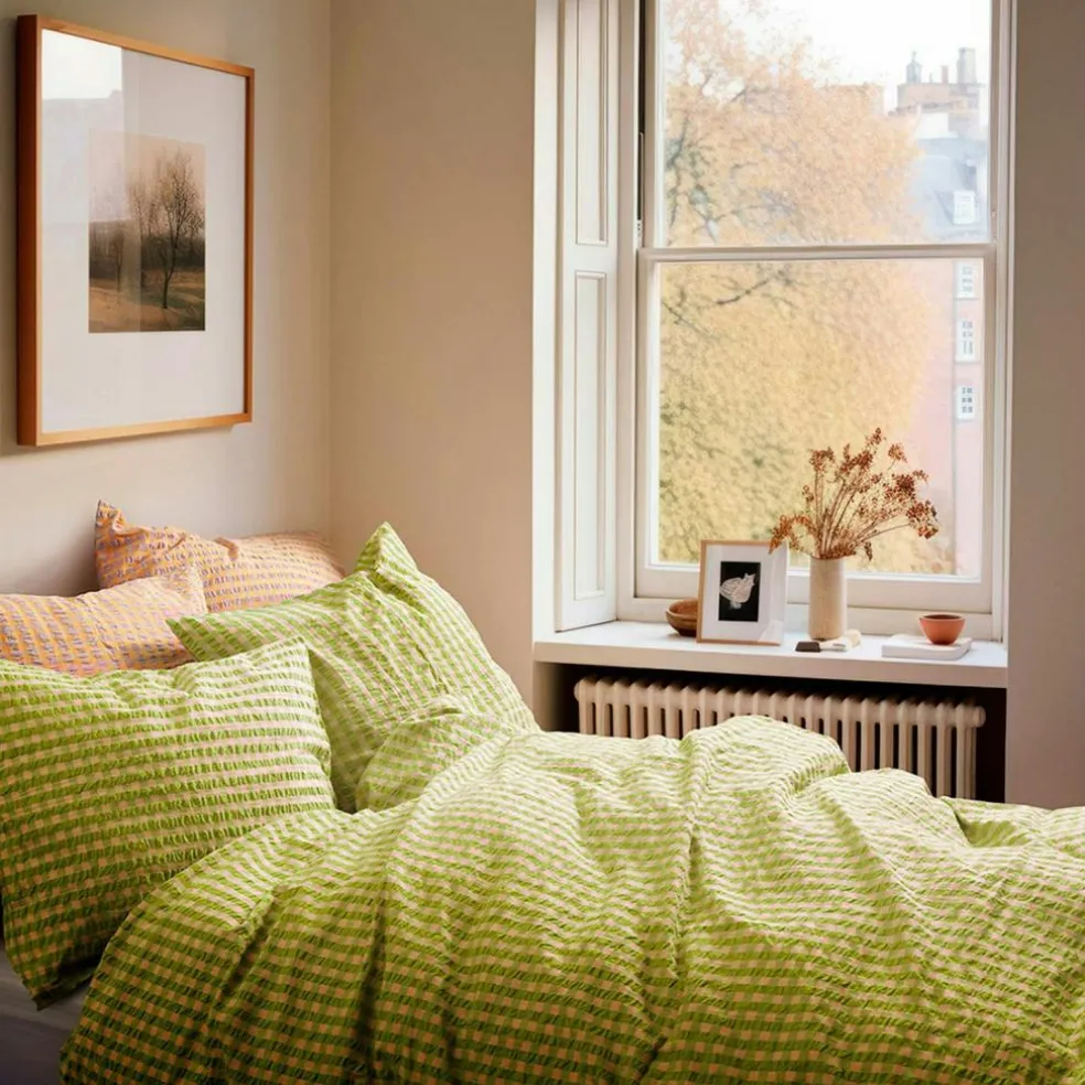 Bæk & Bølge Bed set 150x210 + 50x60 cm, Dark Blue / White