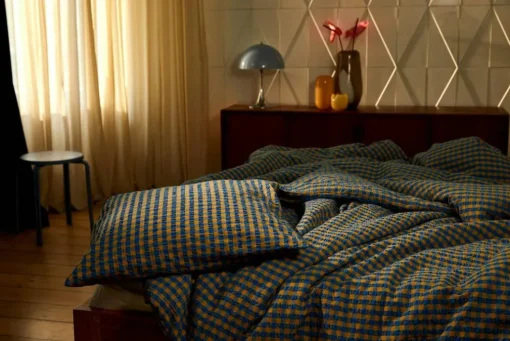 Bæk & Bølge Bed set 150x210 + 50x60 cm, Dark Blue / White