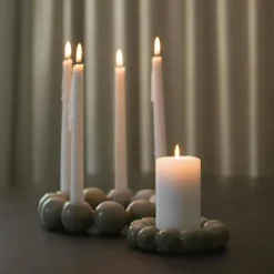 BRIGHT CANDLE round beige Candlestick Ø27 cm Beige