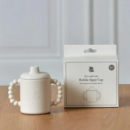 Bubble Sippy Mug With Lid, Cream