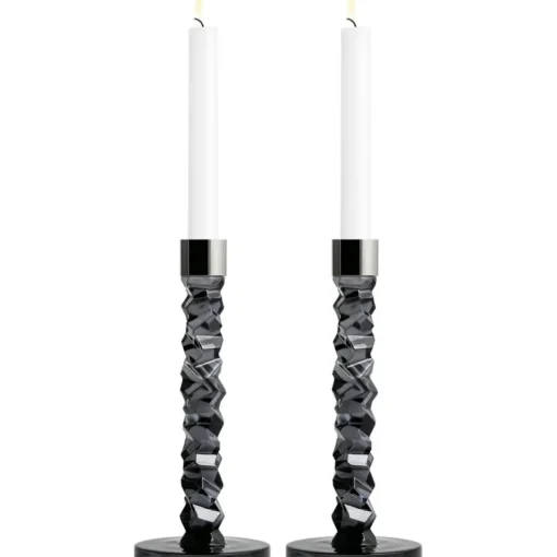 Carat Candle Holder H 24,2 cm, 2 pcs, Anthracite