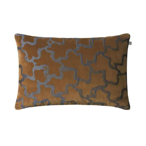Chand Cushion Cover 40x60 cm, Cognac / Sea Blue