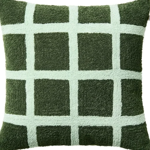 Check Cushion Cover 50x50 cm, Cactus Green / Aqua