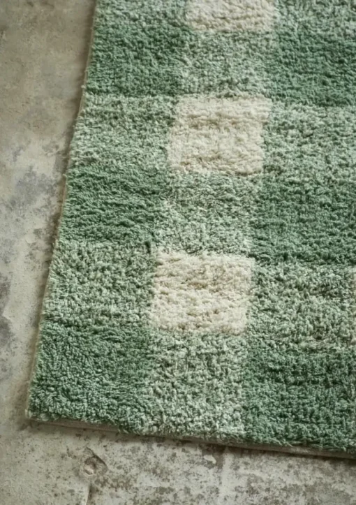 Checked Bathroom Rug 60x90 cm, Green