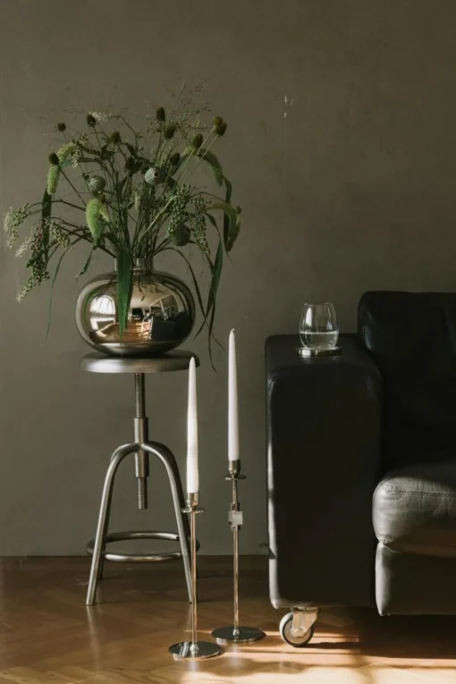 Chiaro Di Luna Candlestick Nickel-plated Brass, 40 cm