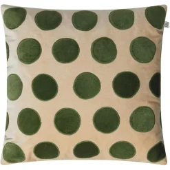 Circle Cushion Cover 50x50 cm, Beige/Cactus Green