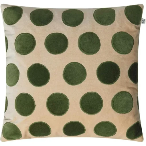 Circle Cushion Cover 50x50 cm, Beige/Cactus Green
