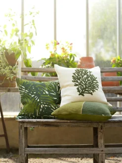 Coral Cushion Cover 50x50 cm, Off-white/Cactus Green