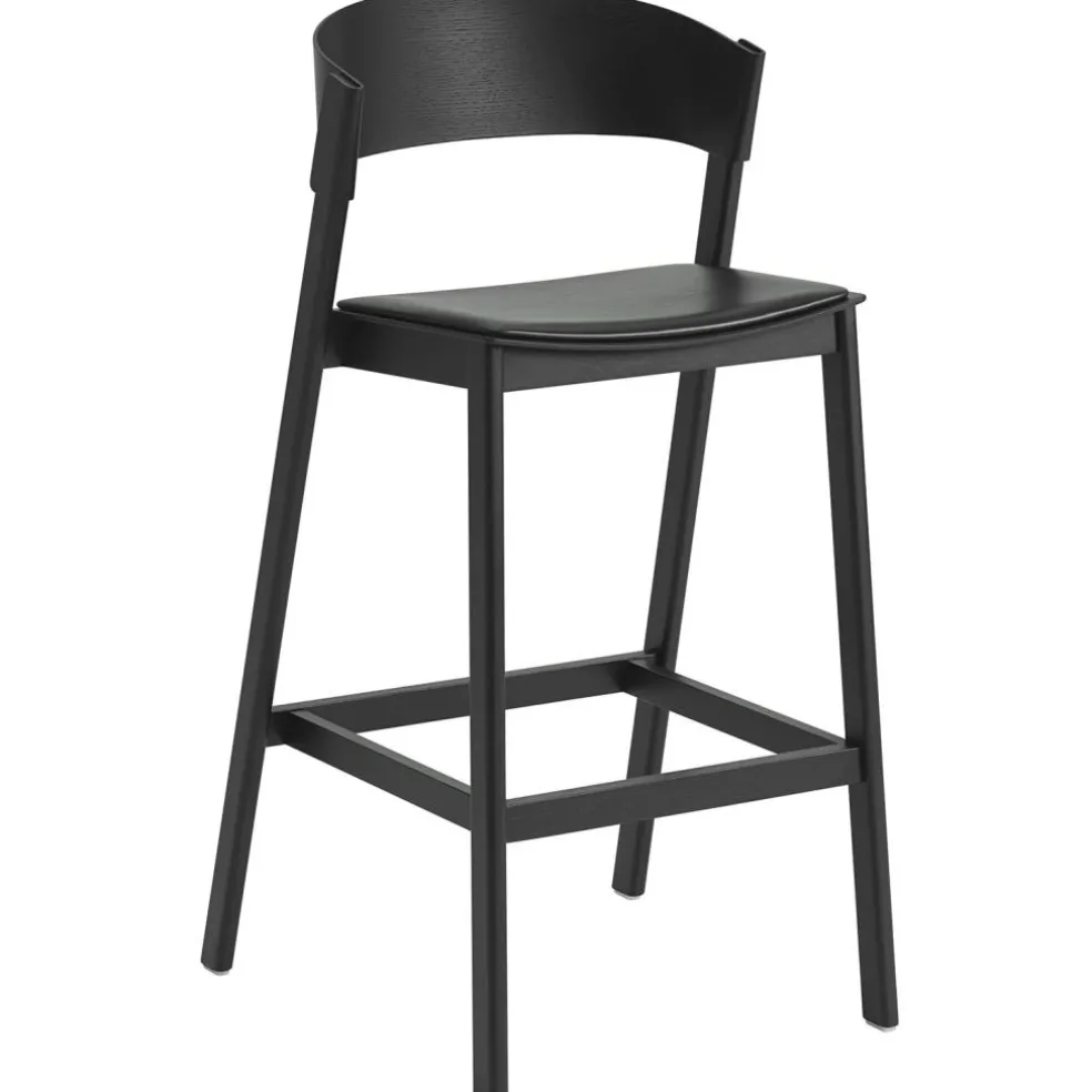 Cover Bar Chair With Backrest 75 cm, Oak / Cognac Leather