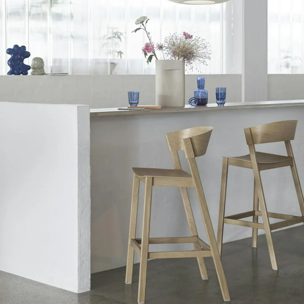 Cover Bar Chair With Backrest 75 cm, Oak / Cognac Leather