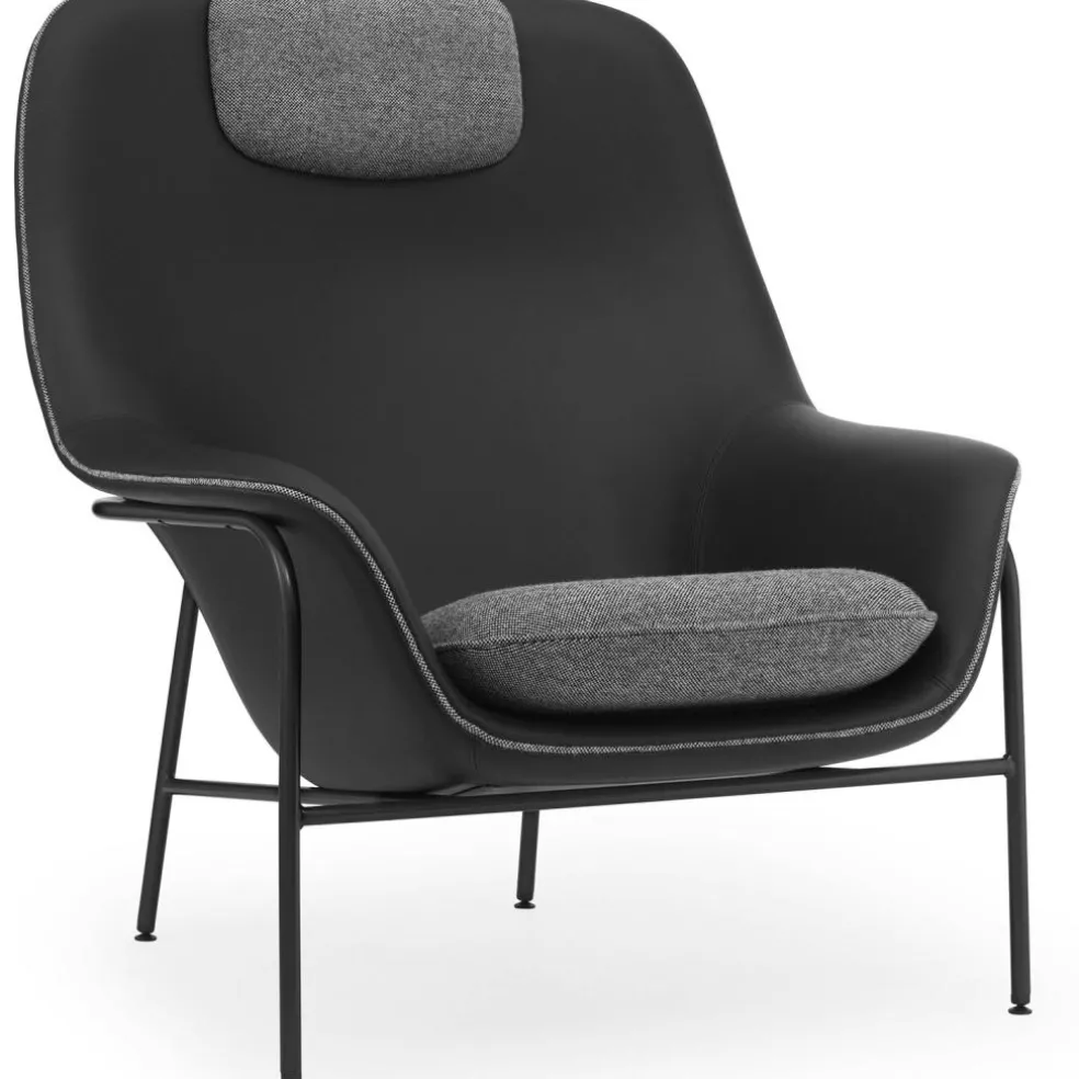 Drape High Armchair, Ultra Leather 41599 / Hallingdal 166 / Black
