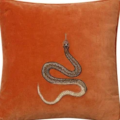 Embroidered Cobra Cushion Cover 50x50 cm, Beige