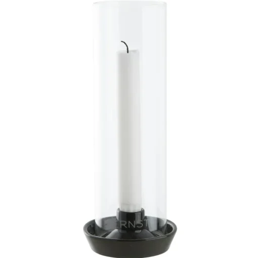 Ernst Candlestick With Glass, Dark Grey