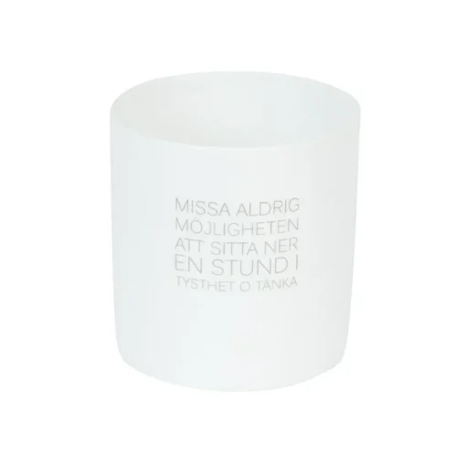 Ernst Quote Candle Holder, ”Missa Aldrig” White