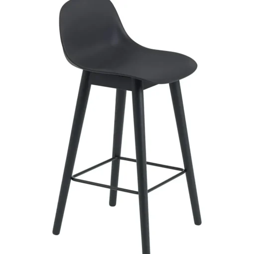 Fiber Bar Stool Wood With Backrest 65 cm, Natural White / Oak
