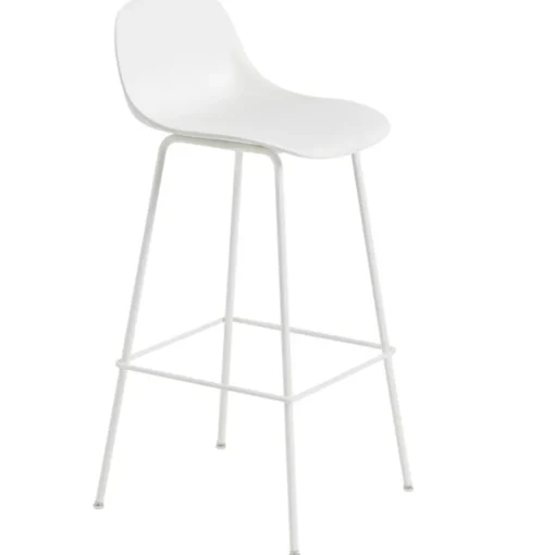 Fiber Tube Bar Stool With Backrest 75 cm, Natural White / White