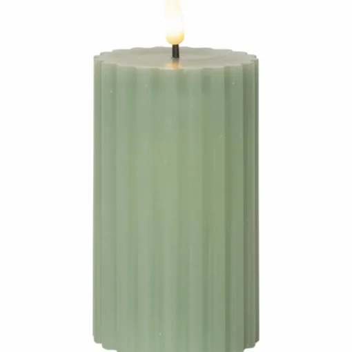 Flamme Stripe Pillar Candle LED 15 cm, White