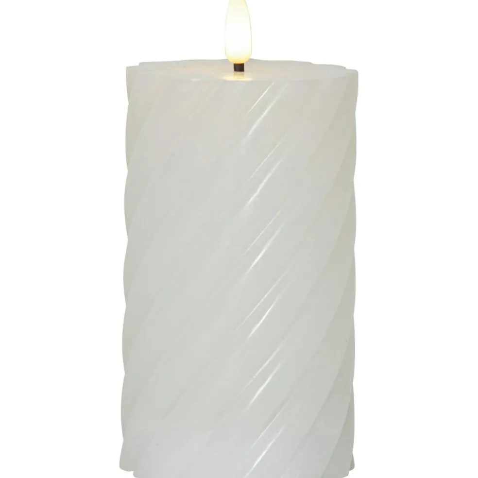 Flamme Swirl LED Pillar Candle 15 cm, White