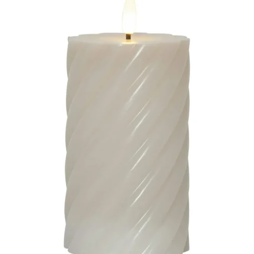 Flamme Swirl LED Pillar Candle 15 cm, White