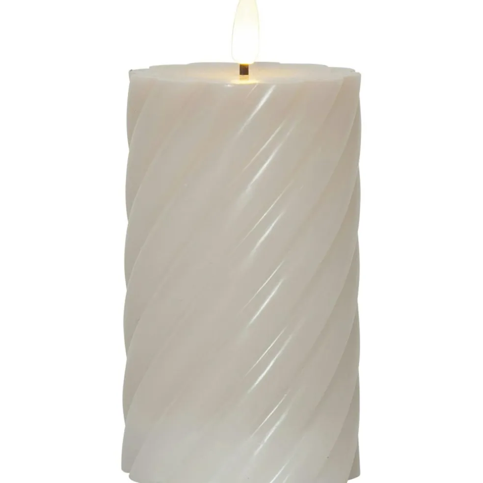 Flamme Swirl LED Pillar Candle 15 cm, White