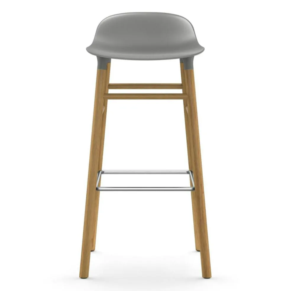 Form Bar Stool Oak Base, 75cm, White