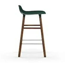 Form Bar Stool Walnut Base, 65cm, Green
