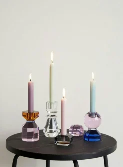Gem Candlestick 11 cm, Pink/Blue