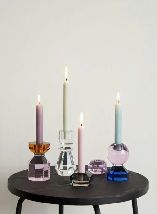 Gem Candlestick 11 cm, Pink/Blue
