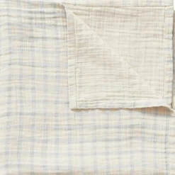 Gingham Sky Blue Muslin Swaddle Blanket, 110x110 cm