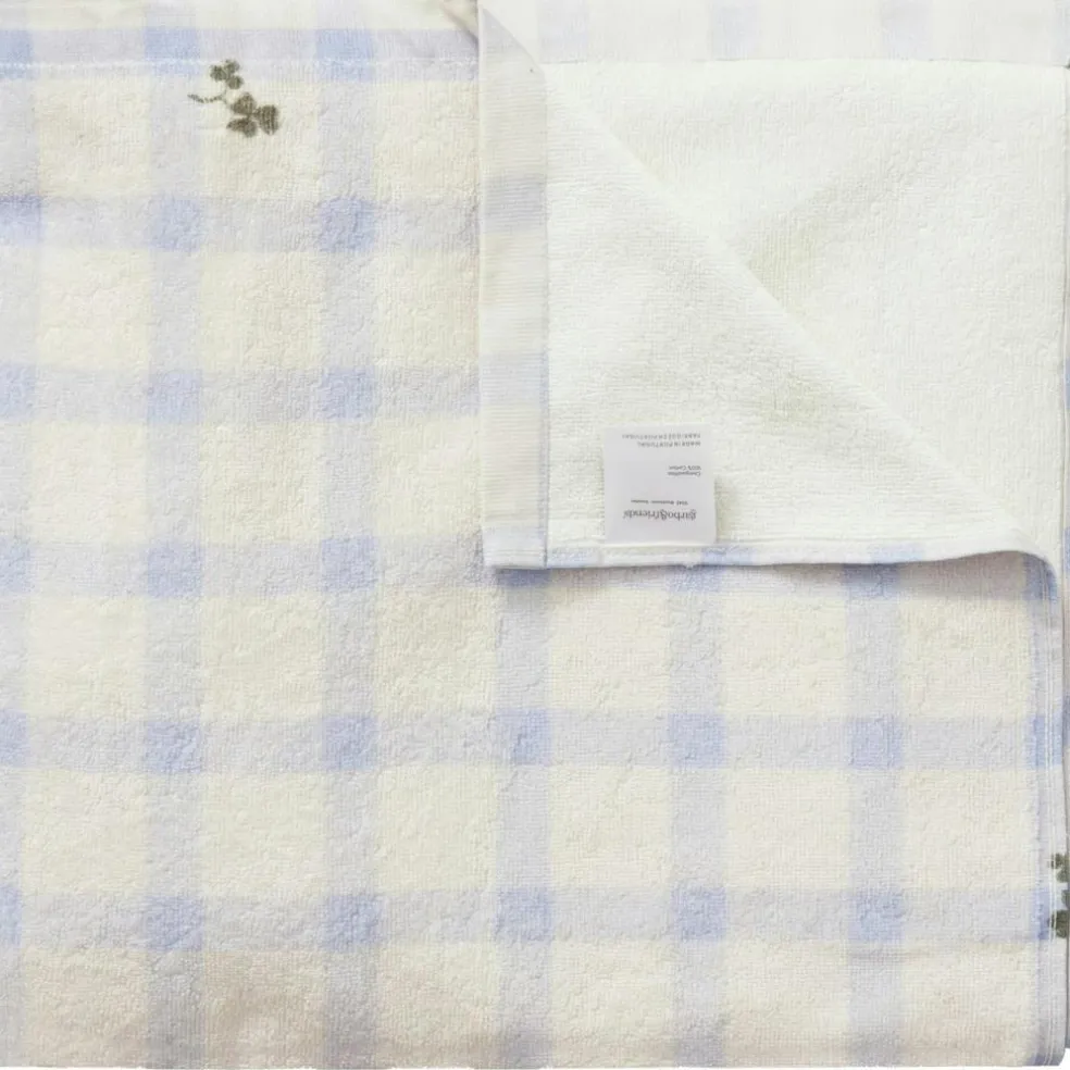 Gingham Sorrel Blue Bath Sheet, 100x150 cm