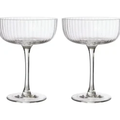 Glasses With Foot Fluted 20 cl 2-pack, Clear