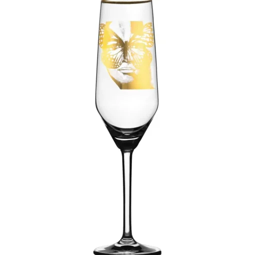 Golden Butterfly Champagne Glass 30 cl, Gold