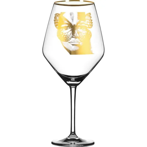Golden Butterfly Red Wine Glass 75 cl, Gold