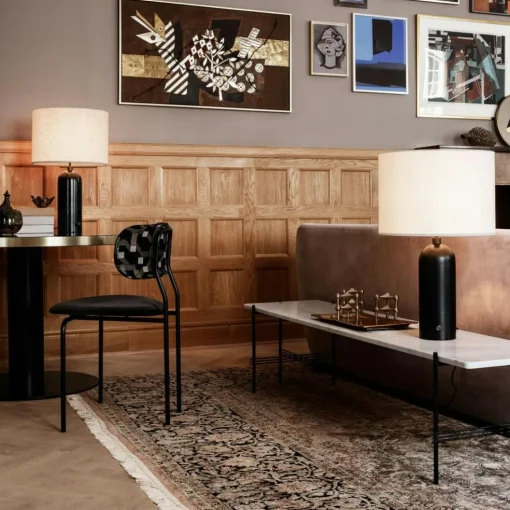 Gravity Table Lamp Small, Black Marble / Canvas