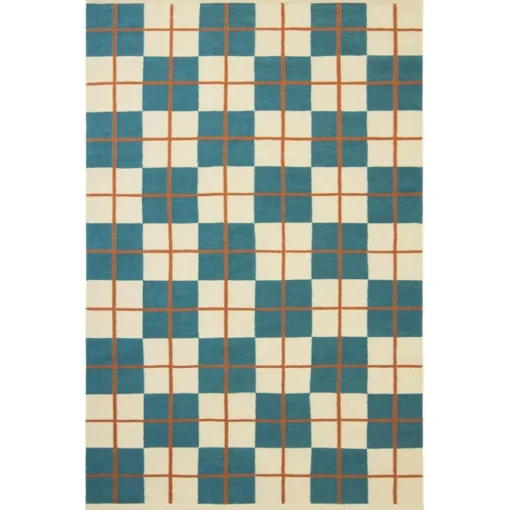 Haveli Wool Rug 230x320 cm, Heaven Blue / Rust