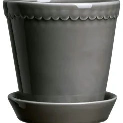 Helena Pot With Saucer 18 cm, Pearl Grey