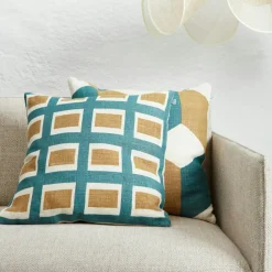 Hira Cushion Cover 50x50 cm, Aqua / Cactus Green