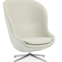 Hyg Armchair High With Swivel Base, Black Leather / Black Aluminium