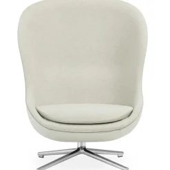 Hyg Armchair High With Swivel Base, Black Leather / Black Aluminium