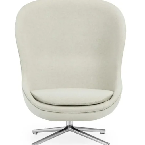 Hyg Armchair High With Swivel Base, Black Leather / Black Aluminium