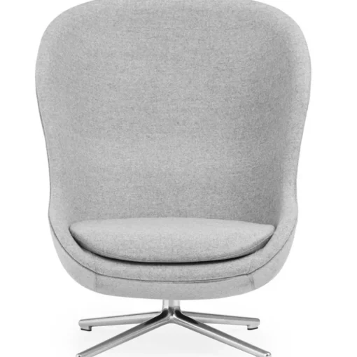 Hyg Armchair High With Swivel Base, Black Leather / Black Aluminium