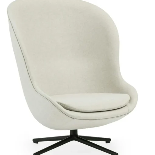 Hyg Armchair High With Swivel Base, Black Leather / Black Aluminium