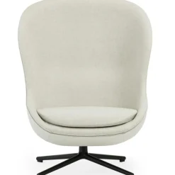 Hyg Armchair High With Swivel Base, Black Leather / Black Aluminium