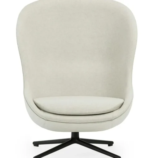 Hyg Armchair High With Swivel Base, Black Leather / Black Aluminium