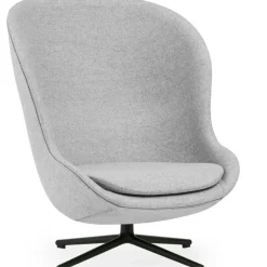 Hyg Armchair High With Swivel Base, Black Leather / Black Aluminium