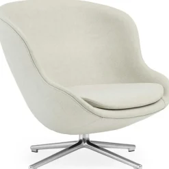 Hyg Armchair Low With Swivel Base, Brandy Leather / Aluminium
