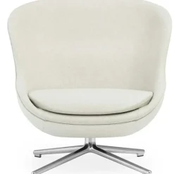 Hyg Armchair Low With Swivel Base, Brandy Leather / Aluminium